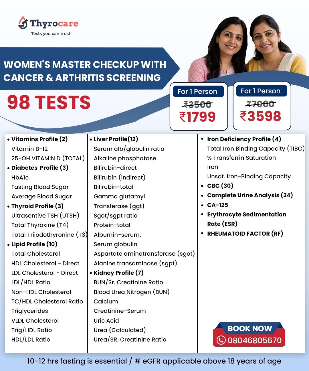 WOMEN`S MASTER CHECKUP WITH CANCER & ARTHRITIS SCREENING